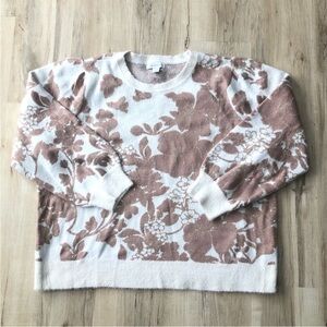 Floral Crewneck Sweater - Rose & White